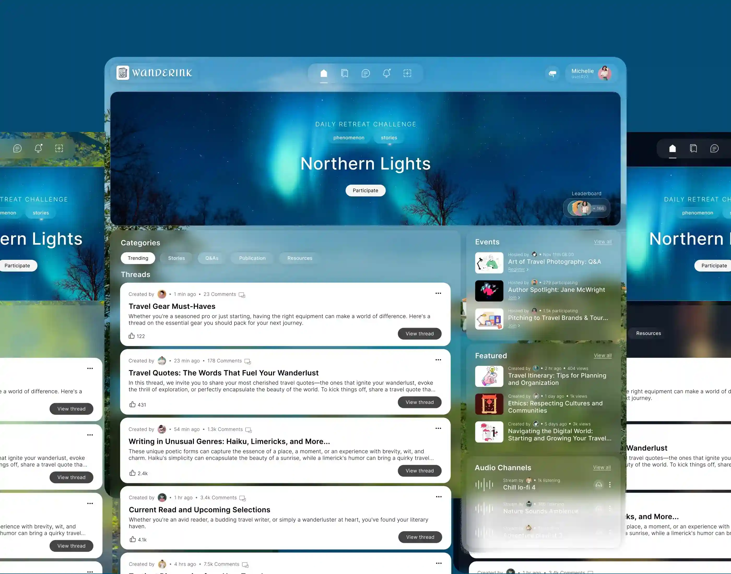 WanderInk - Home Feed Design for Travel Writers. Daily UI/UX Design Challenge - Interactive prototype.